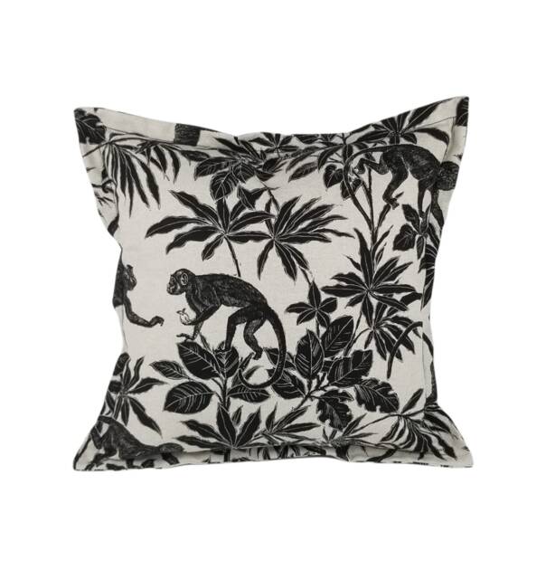 "Monkey Tropical Linen Cushion Covers Lino Print Style 16"", 18"", 20"", 22"", 24"" & 18"" X 12"", 20"" 14" - image 1