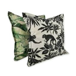 "Monkey Tropical Linen Cushion Covers Lino Print Style 16"", 18"", 20"", 22"", 24"" & 18"" X 12"", 20"" 14" - thumbnail 2