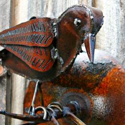 Wall Art Metal Raven Bird Sculpture Home Decor Earth Tone - thumbnail 3