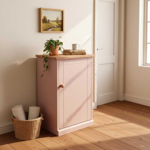 Handmade Narrow Cupboard, Small 1 Door Cabinet With Adjustable Shelves - image 1