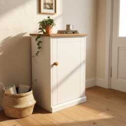 Handmade Narrow Cupboard, Small 1 Door Cabinet With Adjustable Shelves - thumbnail 2