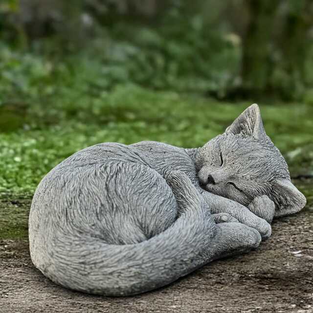 Sleeping Kitty Statue Concrete Kitten Figurine Stone Cat Decoration Memorial Ornament Front Door Kitty Lover Gift Yard Art - image 1