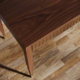 Mid Century Modern Walnut Desk, Brass Accents, Solid Wood Writing Table - thumbnail 4