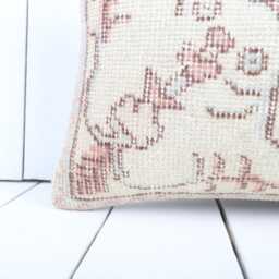Vintage Kilim Lumbar Pillow Cover 12x20 Wool Sofa Cushion - thumbnail 2