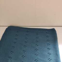 Dark Turquoise Hand Knitted Merino Wool Baby Blanket - thumbnail 2