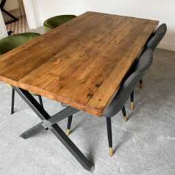 Rustic Industrial Reclaimed Dining Table - thumbnail 3