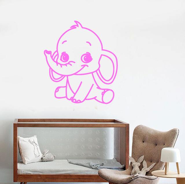 Wall Vinyl Decal Baby Elephant India Nursery Children's Room Animals Decor For Modern Home - #1144Di - image 1
