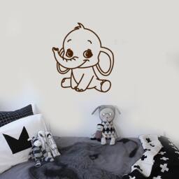 Wall Vinyl Decal Baby Elephant India Nursery Children's Room Animals Decor For Modern Home - #1144Di - thumbnail 3