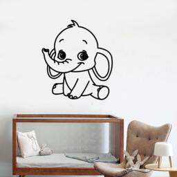 Wall Vinyl Decal Baby Elephant India Nursery Children's Room Animals Decor For Modern Home - #1144Di - thumbnail 2