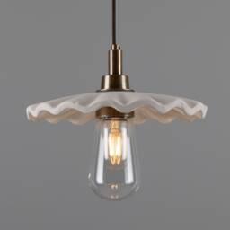 Kirhii Organic Ceramic Bathroom Pendant Light Matte White Striped 10.75