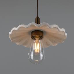 Kirhii Organic Ceramic Bathroom Pendant Light Matte White Striped 10.75 - thumbnail 3