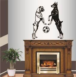 In-Style Decals Wall Vinyl Decal Home Decor Art Sticker Dogs Boxer & Doberman Playing Ball Pets Animals Kids Room Pet Shop Mural Design 31 - thumbnail 1