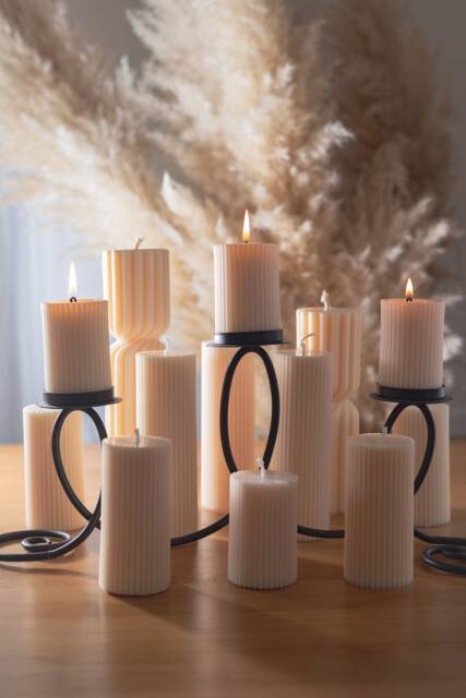 Bulk Ribbed Pillar Candles Scented Soy Wax Wedding Table Decor - image 1