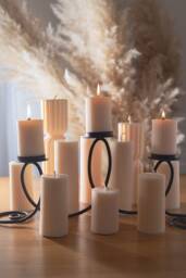 Bulk Ribbed Pillar Candles Scented Soy Wax Wedding Table Decor - thumbnail 1
