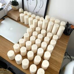 Bulk Ribbed Pillar Candles Scented Soy Wax Wedding Table Decor - thumbnail 4