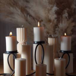 Bulk Ribbed Pillar Candles Scented Soy Wax Wedding Table Decor - thumbnail 2