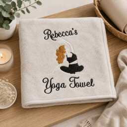 Embroidered Yoga Towel, Personalised Cotton Gift - thumbnail 1