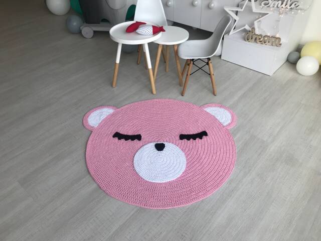 Nursery Rug, ??arpet For Kids, Rug Baby Carpet, Crochet Bear Mat, Teddy Kids Room - image 1