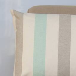 Harbour Stripe Extra-Large Cushion. Aqua Blue, Soft Grey & Seafoam White Nautical Design. 23X23 - thumbnail 3