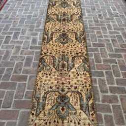 3x11 Afghan Handwoven Wool Runner - Red Turkmen Oriental Oushak Style Rug Modern Floral Medallion Carpet For Hallway Decor- Boho Gift - thumbnail 2