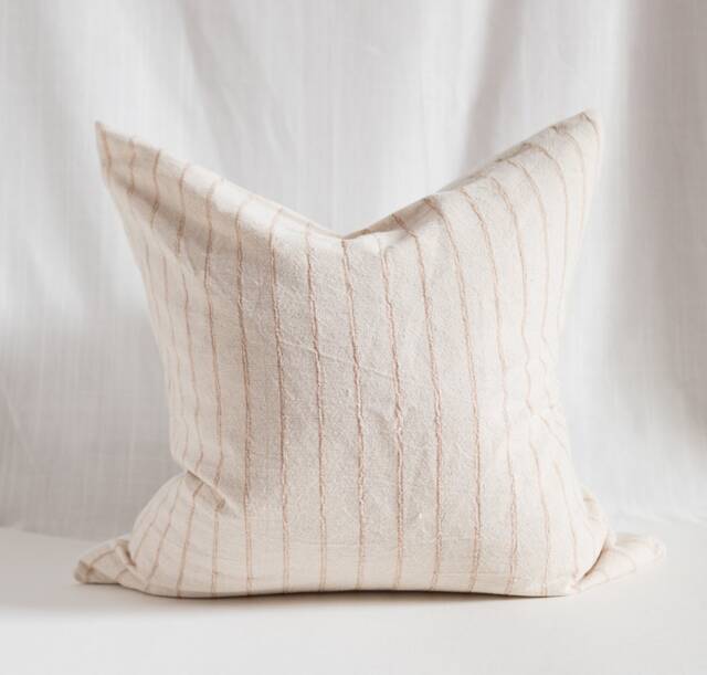 Woven Striped Hmong Pillow Cover, Ethnic Cotton Cushion - image 1