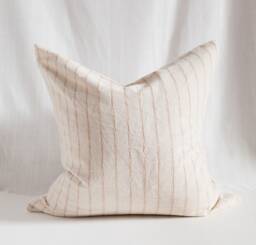 Woven Striped Hmong Pillow Cover, Ethnic Cotton Cushion - thumbnail 1
