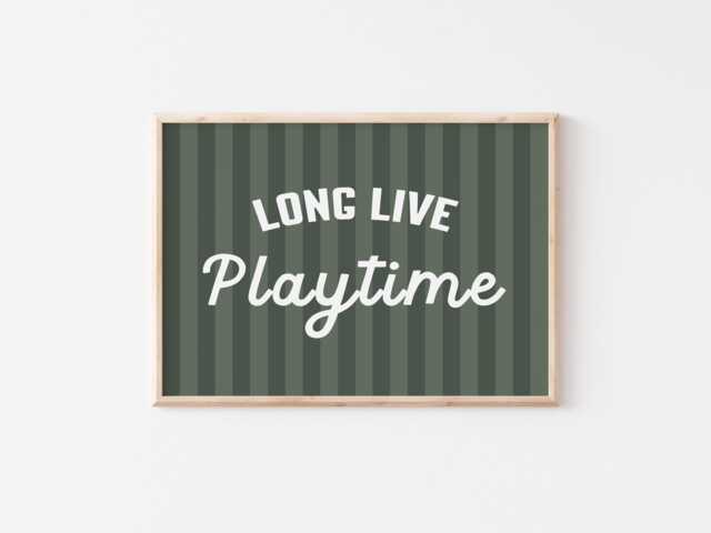 Long Live Playtime Print Green Nursery Wall Art, Earthy Kids Room - image 1