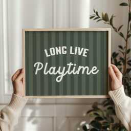 Long Live Playtime Print Green Nursery Wall Art, Earthy Kids Room - thumbnail 3