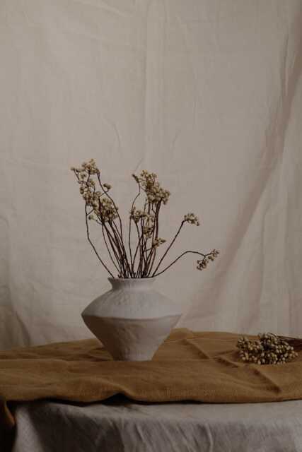 Milky Moon Vase Wabi-Sabi Creamy White Ceramic Vase - image 1