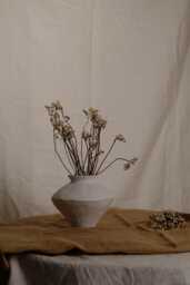 Milky Moon Vase Wabi-Sabi Creamy White Ceramic Vase - thumbnail 1
