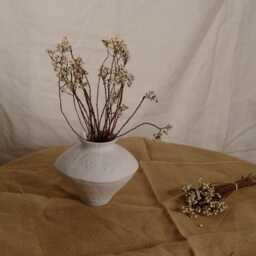 Milky Moon Vase Wabi-Sabi Creamy White Ceramic Vase - thumbnail 3