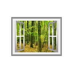 Forest 3D Window Frame Autumn Leaves Wall Mural Vinyl Decal - Vwaq Nw24 - thumbnail 2