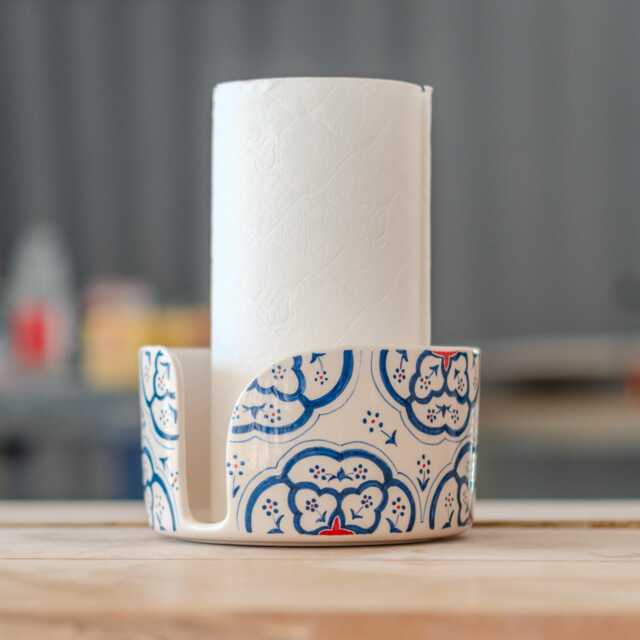 Ceramic Paper Towel Holder - Floral Design, Countertop, Toilet - image 1