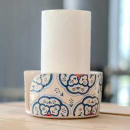 Ceramic Paper Towel Holder - Floral Design, Countertop, Toilet - thumbnail 3