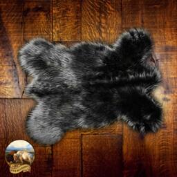 Plush Faux Fur - Mountain Bear Skin Pelt Rug Realistic Life Size Accent Shaggy Thick Black - thumbnail 2
