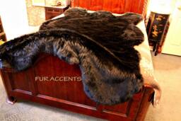 Plush Faux Fur - Mountain Bear Skin Pelt Rug Realistic Life Size Accent Shaggy Thick Black
