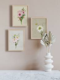 Set Of 3 Prints, Korean Painting, Wall Decor, Botanical Insects & Flowers, Nature Flower Asian - thumbnail 1