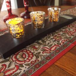 Wine Barrel Wide Stave 3 Silver Mercury Glass Votive Candle Holder in Earth Stain - thumbnail 3