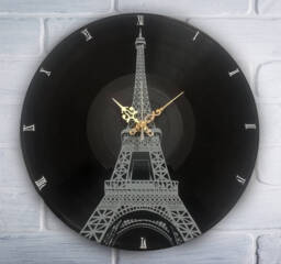 Paris Eiffel Tower Painted Retro Vinyl Clock - thumbnail 1