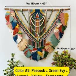 Macrame Leaf Wall Hanging, Large Art, Boho Decoration, Decor For Room, First Home Gift, Jungle Nursery, Green - thumbnail 3