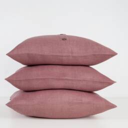 stonewashed Linen Throw Pillow Cover With Buttons, 100% Melange Cover, Sham, Dusty Rose Or Green - thumbnail 3