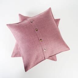 stonewashed Linen Throw Pillow Cover With Buttons, 100% Melange Cover, Sham, Dusty Rose Or Green - thumbnail 4