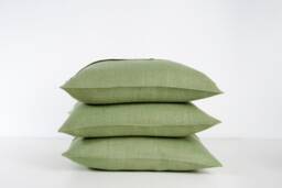 stonewashed Linen Throw Pillow Cover With Buttons, 100% Melange Cover, Sham, Dusty Rose Or Green - thumbnail 1