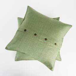 stonewashed Linen Throw Pillow Cover With Buttons, 100% Melange Cover, Sham, Dusty Rose Or Green - thumbnail 2