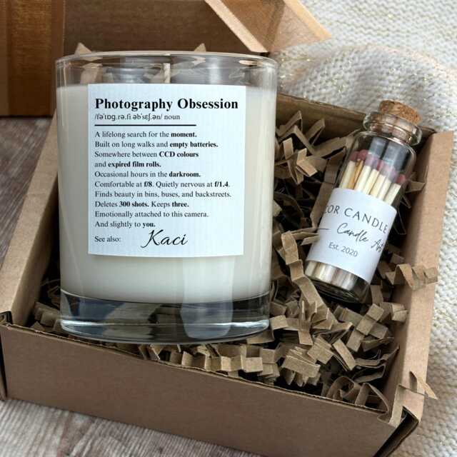 Photographer Personalised Candle Gift - Custom Name Photography Present Birthday Christmas For Him Her - image 1