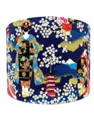 Japanese Geisha Lampshade Navy Blue Oriental Light Shade - thumbnail 1