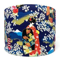 Japanese Geisha Lampshade Navy Blue Oriental Light Shade - thumbnail 4