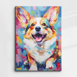 Corgi Fun Animal Dog Pet Lover Abstract Oil Painting Wall Art, Framed Canvas Poster Print, Home Kitchen Office Room Decor, Gifts - thumbnail 3