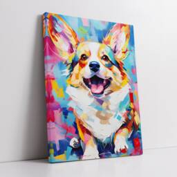 Corgi Fun Animal Dog Pet Lover Abstract Oil Painting Wall Art, Framed Canvas Poster Print, Home Kitchen Office Room Decor, Gifts - thumbnail 2
