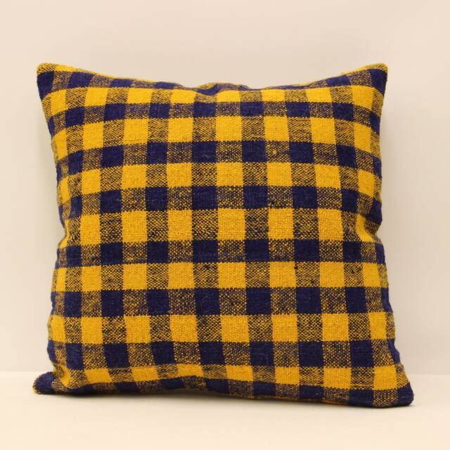 Turkish Kilim Pillow, 16x16 Bohemian Handwoven Anatolian Turkey Sofa Cushion Cover, 4Kf-330 - image 1